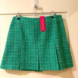 NWT Lilly Pulitzer CAMMI MINI SKIRT, KELLY GREEN PALM BEACH BOUCLE, 10